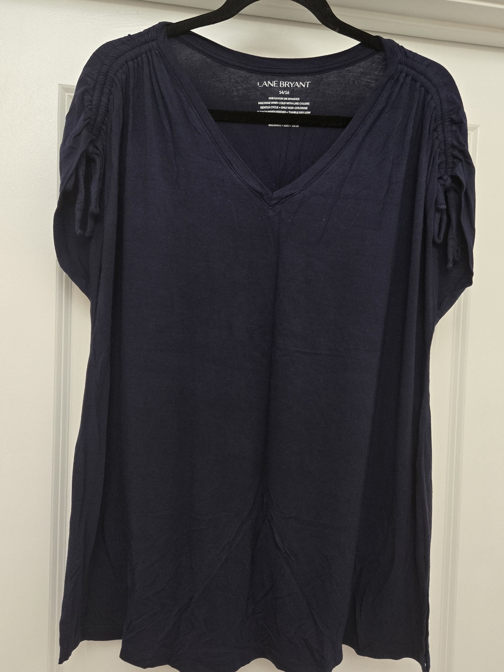 Lane Bryant Navy V-Neck Short Sleeve Top